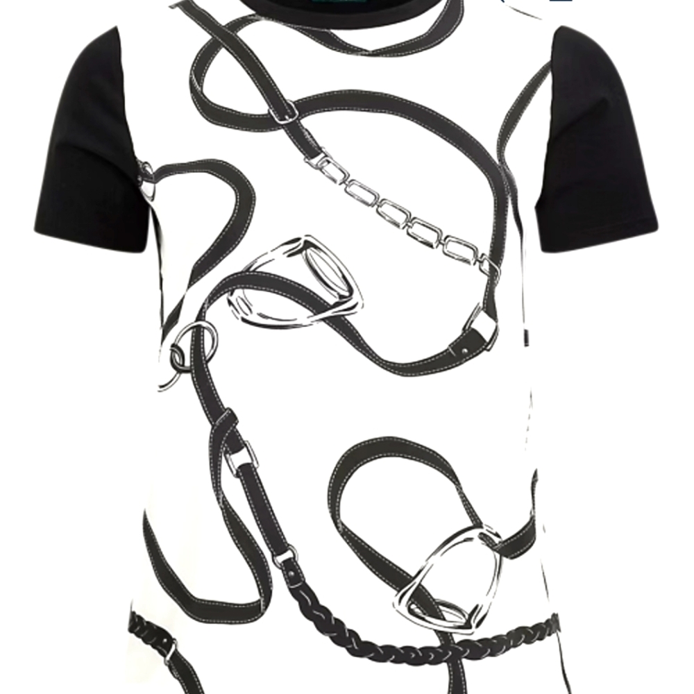 LAUREN by Ralph Lauren Black and White Graphic T-Shirt